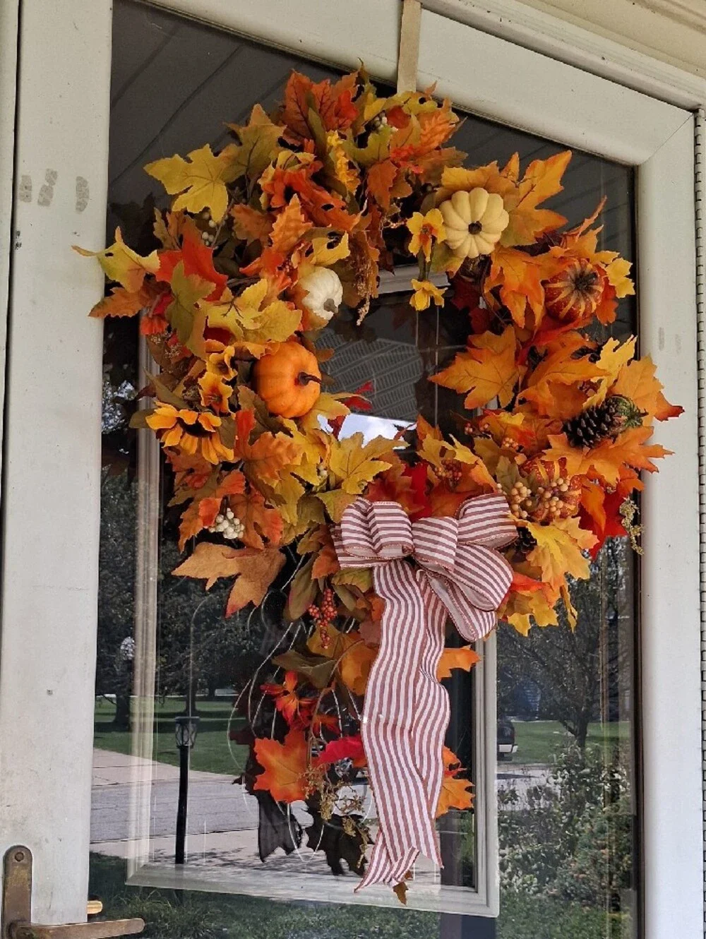 Autumn Harvest Fall Wreath with Orange & Yellow Leaves